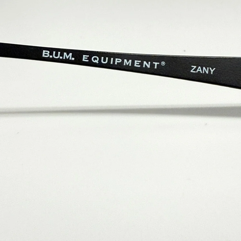 B.U.M. Equipment Zany Black Oval Eyeglass Frames 47-16-130 Patterned Temples